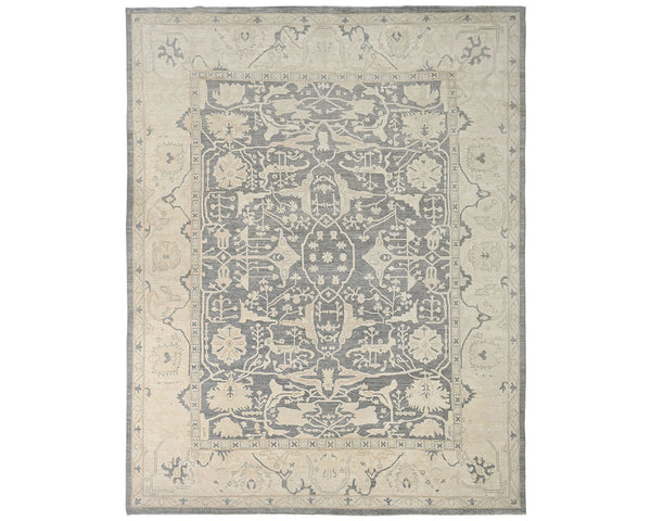 12x14 Ziegler Gray Afghan Hand Knotted Wool Area Rug